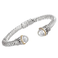 925 Silver & Mabe Pearl Cuff Bracelet with 18k Gold Accents 925 Silver & Mabe Pearl Cuff Bracelet with 18k Gold Accents