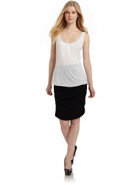 THE LOOKSheer design with swirl patternPullover styleRound neckline Chain link, tulle and gathered details at necklineSleeveless THE FITAbout 25 from shoulder to hemTHE MATERIALModalCARE & ORIGINDry cleanImportedModel shown is 5'9 (175cm) wearing US size Small. 