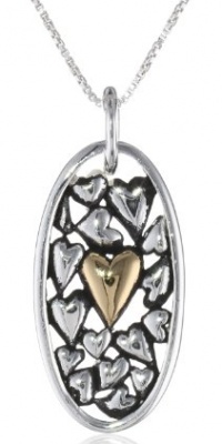 Sterling Silver The Love Between a Mother and Daughter Knows No Distance with Gold-Plated Heart Pendant Necklace, 18 Sterling Silver The Love Between a Mother and Daughter Knows No Distance with Gold-Plated Heart Pendant Necklace, 18