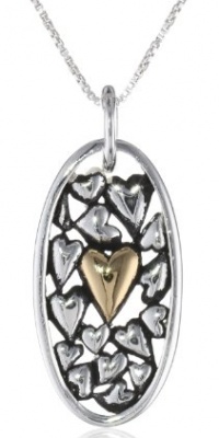 Sterling Silver The Love Between a Mother and Daughter Knows No Distance with Gold-Plated Heart Pendant Necklace, 18