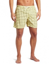 Bottoms Out Men's Plaid Adjustable Waistline Swim Short