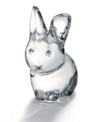 Floppy ears and cute cartoon features in luminous Baccarat crystal give the Minimals Rabbit figurine it's sparkling personality. Floppy ears and cute cartoon features in luminous Baccarat crystal give the Minimals Rabbit figurine it's sparkling personality.