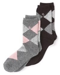 Sparkly threads lend modern appeal to these angora argyle socks from Lauren Ralph Lauren. Sparkly threads lend modern appeal to these angora argyle socks from Lauren Ralph Lauren.