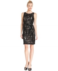 Tahari by ASL's sleeveless sheath dress makes any occasion more special. Sequins add subtle sparkle to luxe lace.