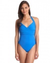 Gottex Women's Beach GoDDess Surplice Halter One Piece, Royal Blue, 14