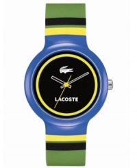 Bold color combos make this unisex Goa watch by Lacoste a pure crowd pleaser! Bold color combos make this unisex Goa watch by Lacoste a pure crowd pleaser!