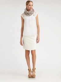 EXCLUSIVELY AT SAKS. Airy cotton voile, in a feminine shirt-tailored style accented with a subtle rosette.Modified point collarConcealed button frontCap sleevesRosette appliquéStretch cotton lining61% cotton/39% silkDry cleanMade in ItalyModel shown is 5'11 (180cm) wearing US size Small. EXCLUSIVELY AT SAKS. Airy cotton voile, in a feminine shirt-tailored style accented with a subtle rosette.Modified point collarConcealed button frontCap sleevesRosette appliquéStretch cotton lining61% cotton/39% silkDry cleanMade in ItalyModel shown is 5'11 (180cm) wearing US size Small.