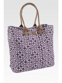 A graphic floral printed is both sweet and sophisticated, printed on sturdy cotton for this roomy tote.Magnetic snap closureLeather double handlesInside zip pocketsComplementary striped lining17½H X 16½W X 6¼DCottonSpot cleanImported A graphic floral printed is both sweet and sophisticated, printed on sturdy cotton for this roomy tote.Magnetic snap closureLeather double handlesInside zip pocketsComplementary striped lining17½H X 16½W X 6¼DCottonSpot cleanImported