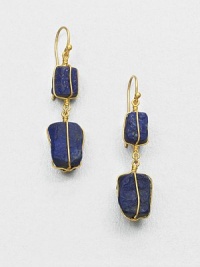 From the Bundle Collection. Rich lapis stones wrapped in radiant 24k gold wire for an organically elegant design. Lapis24k goldDrop, about 2Hook backImported 