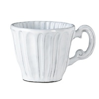 Handmade from Venetian terra marrone, or brown clay, this ceramic white mug brings a note of rustic elegance to your dining table. Handmade from Venetian terra marrone, or brown clay, this ceramic white mug brings a note of rustic elegance to your dining table.