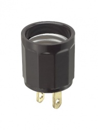 Leviton 61 15 Amp, 660 Watt, 125 Volt, Outlet-to-Lampholder adapter Brown Leviton 61 15 Amp, 660 Watt, 125 Volt, Outlet-to-Lampholder adapter Brown