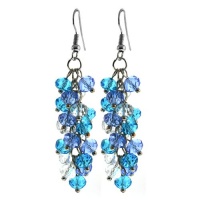 Ocean Blue Cluster Faceted Crystal Dangle Hook Earrings For Women 2 Ocean Blue Cluster Faceted Crystal Dangle Hook Earrings For Women 2