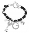 G by GUESS Women's Silver-Tone Ribbon Charm Bracelet, SILVER
