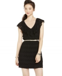Sequin Hearts' lace dress is adorable for date night! Dress it up with a statement bracelet, sky-high heels, and a structured blazer. Sequin Hearts' lace dress is adorable for date night! Dress it up with a statement bracelet, sky-high heels, and a structured blazer.