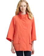 THE LOOKCuffed three-quarter length sleevesFront concealed zip and snap closuresDual zip pocketsInner drawstring tieTHE FITAbout 29 from shoulder to hemTHE MATERIALPolyesterCARE & ORIGINDry cleanImportedModel shown is 5'10½ (179cm) wearing US size 4. 