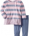 Splendid Littles Baby-girls Newborn Marseille Chambray Stripe Tunic Set, Pink Ribbon, 6-12 Months