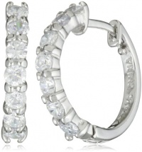 Sterling Silver Cubic Zirconia Hoop Earrings (0.6 Diameter) Sterling Silver Cubic Zirconia Hoop Earrings (0.6 Diameter)