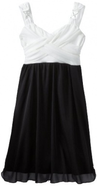 Ruby Rox Kids Girls 7-16 Color-Block Cross Front Dress, Black/Ivory, Large Ruby Rox Kids Girls 7-16 Color-Block Cross Front Dress, Black/Ivory, Large
