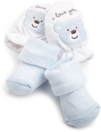 Carter's Hosiery Baby-Boys Infant Bootie Mitten Set, White/Blue, Newborn