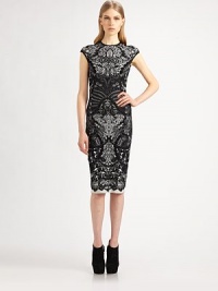 A bold, romantic lace print decorates this form-fitting, pencil-skirted silhouette.Jewel necklineCap sleevesAbout 28 from natural waist52% wool/41% modal/7% polyesterDry cleanMade in Italy of imported fabricModel shown is 5'10 (177cm) wearing US size Small. A bold, romantic lace print decorates this form-fitting, pencil-skirted silhouette.Jewel necklineCap sleevesAbout 28 from natural waist52% wool/41% modal/7% polyesterDry cleanMade in Italy of imported fabricModel shown is 5'10 (177cm) wearing US size Small.