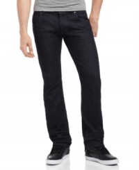Dial down your denim with this crinkled dark-wash, straight-leg style from Armani Jeans. Dial down your denim with this crinkled dark-wash, straight-leg style from Armani Jeans.