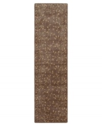 A beautiful lattice of delicate vines and blooming flowers gives this rug its magnetic charm. On a dark khaki ground with soft ivory accents, this densely woven piece invites you into wonderful interior decor. A beautiful lattice of delicate vines and blooming flowers gives this rug its magnetic charm. On a dark khaki ground with soft ivory accents, this densely woven piece invites you into wonderful interior decor.