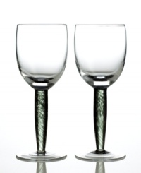 Cool stems swirling with black raise the profile on simply shaped Jet wine glasses. An eye-catching addition to contemporary tables and bold match for the Jet mix-and-match dinnerware from Denby. Cool stems swirling with black raise the profile on simply shaped Jet wine glasses. An eye-catching addition to contemporary tables and bold match for the Jet mix-and-match dinnerware from Denby.