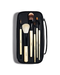 The essential brush set for a quick application and professional-looking results. Includes six brushes: Concealer, Foundation, Face Blender, Eye Shadow, Eye Liner and Eye Brow. Brushes are tucked into a portable black case. The essential brush set for a quick application and professional-looking results. Includes six brushes: Concealer, Foundation, Face Blender, Eye Shadow, Eye Liner and Eye Brow. Brushes are tucked into a portable black case.