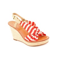Kate Spade Clara Womens Size 8 Red Textile Wedge Sandals Shoes New/Display Kate Spade Clara Womens Size 8 Red Textile Wedge Sandals Shoes New/Display