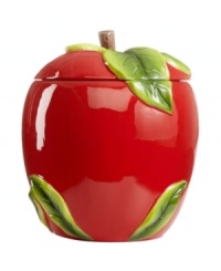 Take a bite out of Martha Stewart Collection's Apple collection with this figural cookie jar. A shiny red peel evoke fall's juiciest fruit from every corner of your kitchen. Take a bite out of Martha Stewart Collection's Apple collection with this figural cookie jar. A shiny red peel evoke fall's juiciest fruit from every corner of your kitchen.