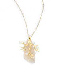 THE LOOKDruzy pendant with cubic zirconia accentTree detail with small oval round pearls Ball chain18k yellow goldplated brassCircle claspTHE MEASUREMENTPendant width, about 1Pendant length, about 1.5Length, about 20ORIGINMade in USA THE LOOKDruzy pendant with cubic zirconia accentTree detail with small oval round pearls Ball chain18k yellow goldplated brassCircle claspTHE MEASUREMENTPendant width, about 1Pendant length, about 1.5Length, about 20ORIGINMade in USA