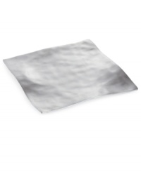 Handcrafted in aluminum alloy with an organic shape and brushed finish, the square Dimension platter from Donna Karan Lenox lends a serene, dreamy quality to modern tables. Handcrafted in aluminum alloy with an organic shape and brushed finish, the square Dimension platter from Donna Karan Lenox lends a serene, dreamy quality to modern tables.