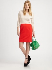 Bold colorblock adds a mod dynamic to this fitted drop-shoulder shift.ScoopneckDropped shouldersLong sleevesSet-in waistVertical seams at skirtCenter back zipperAbout 20 from natural waist60% cotton/40% polyesterDry cleanImportedModel shown is 5'10 (177cm) wearing US size Small. Bold colorblock adds a mod dynamic to this fitted drop-shoulder shift.ScoopneckDropped shouldersLong sleevesSet-in waistVertical seams at skirtCenter back zipperAbout 20 from natural waist60% cotton/40% polyesterDry cleanImportedModel shown is 5'10 (177cm) wearing US size Small.