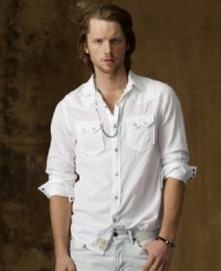 At home on the range and the city streets, this cowboy-inspired essential boasts a diamond dobby construction for the look and feel of a vintage workshirt. At home on the range and the city streets, this cowboy-inspired essential boasts a diamond dobby construction for the look and feel of a vintage workshirt.