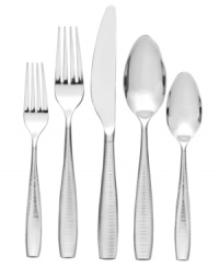 Nambe puts modern design in reach with the Fiona place setting. Elongated silhouettes combining polished tines, bowls and blades with ribbed handles in premium stainless steel reflect impeccable taste. Nambe puts modern design in reach with the Fiona place setting. Elongated silhouettes combining polished tines, bowls and blades with ribbed handles in premium stainless steel reflect impeccable taste.