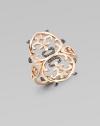A beautifully intricate, 18k rose gold design accented in rich black diamonds. 18k rose goldBlack diamonds, .3 tcwImported