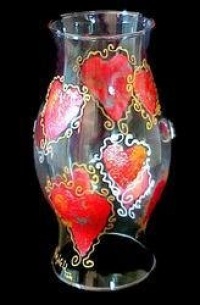 Hearts of Fire Design - Hand Painted - 11 inch Hurricane Shade Hearts of Fire Design - Hand Painted - 11 inch Hurricane Shade