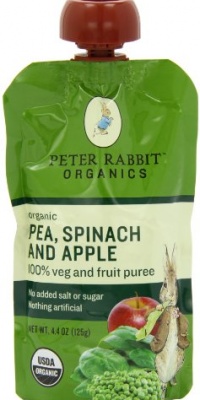 Peter Rabbit Organics, Pea, Spinach and Apple Puree, 4.4-Ounce Pouches (Pack of 10) Peter Rabbit Organics, Pea, Spinach and Apple Puree, 4.4-Ounce Pouches (Pack of 10)