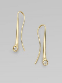 Smooth, curvaceous shapes of 18k yellow gold are punctuated by brilliant diamonds.Diamonds, 0.20 tcw 18k yellow gold Drop length, about 1¼ Ear wire Imported