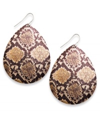 Slitheringly stylish! Add an edgy effect to your look with these striking snake-themed drop earrings from Style&co. Set in silver tone mixed metal, they're sure to be a chic conversation piece. Approximate drop: 2-1/4 inches. Slitheringly stylish! Add an edgy effect to your look with these striking snake-themed drop earrings from Style&co. Set in silver tone mixed metal, they're sure to be a chic conversation piece. Approximate drop: 2-1/4 inches.