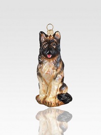 An imposing German shepherd strikes a pose, magnificently detailed from his sweet face to his mottled coat in mouth-blown, hand-painted glass.Glass4H X 2.75W X 1.5DImported An imposing German shepherd strikes a pose, magnificently detailed from his sweet face to his mottled coat in mouth-blown, hand-painted glass.Glass4H X 2.75W X 1.5DImported