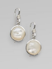 From the Scultura Collection. Creamy cabochons of whisper soft peach moonstone are set in polished sterling silver and accented with shimmering diamonds.MoonstoneDiamonds, 0.09 tcwSterling silverLength, about 1¼Ear wireImported From the Scultura Collection. Creamy cabochons of whisper soft peach moonstone are set in polished sterling silver and accented with shimmering diamonds.MoonstoneDiamonds, 0.09 tcwSterling silverLength, about 1¼Ear wireImported