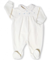 Leveret Velour Footed Off White One Piece Coverall Romper (3-12 Months) Leveret Velour Footed Off White One Piece Coverall Romper (3-12 Months)