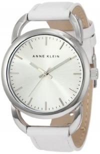 Anne Klein Women's 10/9927SVWT Leather Silver-Tone White Leather Strap Watch