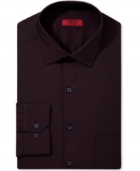 Stay in line with statement-making style in this fitted dress shirt from Alfani RED. Stay in line with statement-making style in this fitted dress shirt from Alfani RED.