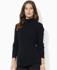 Lauren Ralph Lauren's cozy petite mockneck sweater is reimagined for the modern woman with a chic peplum hem Lauren Ralph Lauren's cozy petite mockneck sweater is reimagined for the modern woman with a chic peplum hem