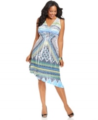 Steal the spotlight in Style&co.'s sleeveless plus size dress, featuring an electrifying sublimated print. Steal the spotlight in Style&co.'s sleeveless plus size dress, featuring an electrifying sublimated print.