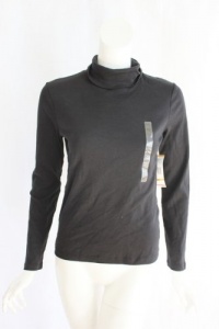 Jones New York Womens Black Cotton Knit Turtleneck Long Sleeve Top PS Jones New York Womens Black Cotton Knit Turtleneck Long Sleeve Top PS