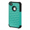 Twisted Tech Diamond Studded Hard Plastic + Rubber Silicone Skin Case for Apple iPhone 4 / 4S-Teal/ Black -In Retail Packaging