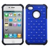 MYBAT AIPHONE4AVHPCTDEF204NP Luxurious Lattice Dazzling Total Defense Protector Cover for iPhone 4/4S - 1 Pack - Retail Packaging - Dark Blue/Black